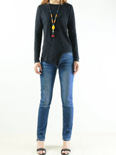 Load image into Gallery viewer, Women's Asymmetrical top/Cotton t-shirt/Long Sleeves Top/Crew Neck T-shirt/Customized Plus Size Clothing(Y1821) - lijingshop