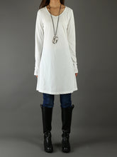 Load image into Gallery viewer, Women's Dress Set/V-neck cotton dress/Boho Cotton Layered Tunic Dress Set/long sleeve top(Q1702) - lijingshop