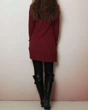 Load image into Gallery viewer, Cotton tunic dress, Rib knit top, Cotton tunic dress with thumbhole, long sleeve tunic, tunic top for leggings,lightweight sweater (Y2169)