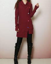 Load image into Gallery viewer, Tunic top for leggings, Cotton tunic dress, Rib knit top, Cotton tunic dress with thumbhole, long sleeve tunic, lightweight sweater (Y2169)