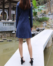 Load image into Gallery viewer, Long sleeve dress, Cheongsam dress, Linen dress, Chinese Vintage dress, Asian style lace dress, Modern Cheongsam, Qipao dress(Q1058L)