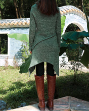 Load image into Gallery viewer, women's sweater dress/wool tunic dress/off shoulder sweater/long sleeve top with thumbholes/knit tunic top for leggings(Q5115H)