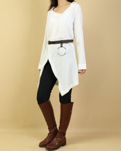 Load image into Gallery viewer, Black Button Down Shirt/Linen Shirt for Women/Asymmetric Blouse/ Plus Size shirt/Oversized Shirt/Collared Shirt(Y1710)