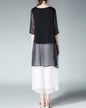 Load image into Gallery viewer, Women's asymmetrical chiffon tunic top/white blouse/oversized black t-shirt/short sleeve top(Y1931) - lijingshop