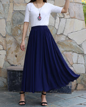 Load image into Gallery viewer, Women's maxi skirt, elastic waist skirt, chiffon skirt, long skirt, A-line skirt, customized summer skirt(Q2021)