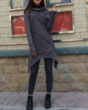 Load image into Gallery viewer, women's off shoulder sweater dress/wool tunic dress and cotton top set/long sleeve top with thumbholes/knit tunic top for leggings(Q5115) - lijingshop
