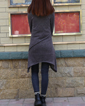 Load image into Gallery viewer, women's wool tunic dress and cotton top set/off shoulder sweater dress/long sleeve top with thumbholes/knit tunic top for leggings(Q5115) - lijingshop