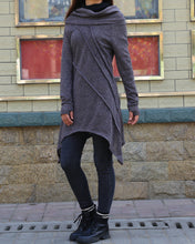 Load image into Gallery viewer, women's off shoulder sweater dress/wool tunic dress and cotton top set/long sleeve top with thumbholes/knit tunic top for leggings(Q5115) - lijingshop