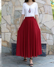 Load image into Gallery viewer, Women's long skirt, maxi skirt, elastic waist skirt, chiffon skirt, A-line skirt, customized summer skirt(Q2021)