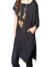 Load image into Gallery viewer, Women's stripe dress/asymmetrical cotton tunic top/Casual Tunic dress/Summer Customized Plus Size short sleeve shirt/Maternity dress(Y19b6) - lijingshop