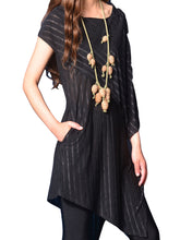 Load image into Gallery viewer, Women's asymmetrical cotton tunic top/stripe dress/Casual Tunic dress/Summer Customized Plus Size short sleeve shirt/Maternity dress(Y19b6) - lijingshop