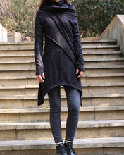 Load image into Gallery viewer, women's off shoulder sweater dress/wool tunic dress and cotton top set/long sleeve top with thumbholes/knit tunic top for leggings(Q5115) - lijingshop