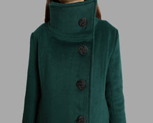 Load image into Gallery viewer, Button Down Jacket/Winter coat/Asymmetrical Overcoat/ Women's Wool Cashmere Coat/Plus Size Jacket/Casual Customized Jacket/oversized Coat(Y1225)