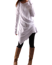 Load image into Gallery viewer, Cotton t-shirt/Long Sleeve Tunic Dress/Asymmetrical Cotton Top/Customized shirt/Tunic Top for Leggings(Y1704) - lijingshop