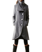 Load image into Gallery viewer, Button Down Jacket/Winter coat/Asymmetrical Overcoat/ Women's Wool Cashmere Coat/Plus Size Jacket/Casual Customized Jacket/oversized Coat(Y1225) - lijingshop