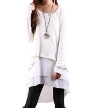 Load image into Gallery viewer, Women's Sweater Dress Set/Chiffon Tunic dress/Strap Dress/Slip Chiffon Dress/Oversized Sweaters/Plus Size Sweater Dress/Fall Outfits(Q1801M) - lijingshop