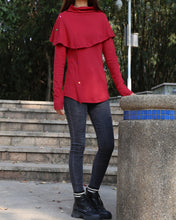 Load image into Gallery viewer, Women's long sleeve cotton top/bottoming shirt/ customized top/Asymmetric t-shirt(Y1018) - lijingshop