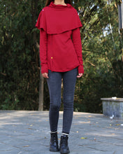 Load image into Gallery viewer, Women's long sleeve cotton top/bottoming shirt/ customized top/Asymmetric t-shirt(Y1018) - lijingshop