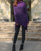 Load image into Gallery viewer, Women's asymmetrical woolen pullover sweater/black tunic dress/oversized casual customized plus size tunic top/maternity dress(Y1999) - lijingshop