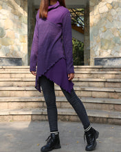 Load image into Gallery viewer, Women's asymmetrical woolen pullover sweater/black tunic dress/oversized casual customized plus size tunic top/maternity dress(Y1999) - lijingshop