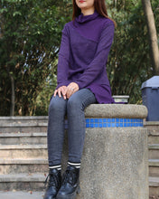 Load image into Gallery viewer, Women's asymmetrical woolen pullover sweater/black tunic dress/oversized casual customized plus size tunic top/maternity dress(Y1999) - lijingshop