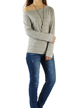 Load image into Gallery viewer, Women's long sleeve shirt/off shoulder top/Cotton t-shirt/casual top/customized t-shirt/long sleeve tops(Y1009) - lijingshop