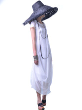 Load image into Gallery viewer, Women pleated chiffon dress set/modal cotton dress/crew neck dress/short sleeve dress/asymmetrical dress(Q1515) - lijingshop