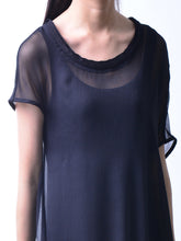 Load image into Gallery viewer, Women pleated chiffon dress set/modal cotton dress/crew neck dress/short sleeve dress/asymmetrical dress(Q1515) - lijingshop