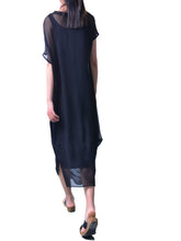 Load image into Gallery viewer, Women pleated chiffon dress set/modal cotton dress/crew neck dress/short sleeve dress/asymmetrical dress(Q1515) - lijingshop