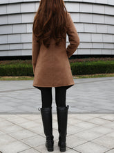 Load image into Gallery viewer, Wool Coat/Asymmetrical Cashmere jacket/Womens Winter Jacket/Trench Coat/zipper coat/Long Overcoat(Y5130) - lijingshop