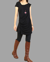 Load image into Gallery viewer, Women's short sleeve top/modal cotton t-shirt/asymmetrical top/casual tunic top/loose t-shirt/summer top/customized t-shirt(Y1940)