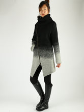 Load image into Gallery viewer, Wool Gradient Color Coat/Asymmetrical jacket/Winter Jacket/Wool Coat/Trench Coat/zipper coat/Long Overcoat(Y5130) - lijingshop