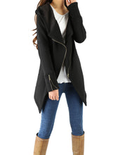 Load image into Gallery viewer, Black Hooded Jacket with Zipper/Women Jacket/Cotton Fleece Cardigan/Hood Fleece Coat(Y3119) - lijingshop