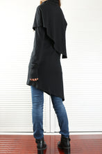 Load image into Gallery viewer, High Neck Dress/Rib Knit Dress/Thumb hole Sleeves t-shirt/Womens Tunic Dress/Cotton Asymmetric T-shirt/Long Sleeve Tunic Top/Oversized Shirt/Casual T-shirt Customized(Y1535S) - lijingshop