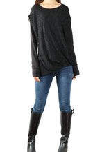 Load image into Gallery viewer, Womens Lace Cotton Hoodie/cotton Top/Oversized Plus size Sweatshirt/Casual Top/Customized T-shirt/Asymmetry clothing/Boho t-shirt/Long Sleeve Shirt(Y3118S) - lijingshop