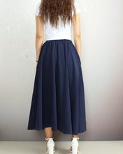 Load image into Gallery viewer, Flared skirt, Linen skirt, Elastic waist skirt, Boho skirt with pockets, high waist skirt(Q1065)