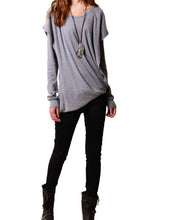 Load image into Gallery viewer, Casual Top/Womens Cotton Hoodie/cotton Top/Oversized Plus size Sweatshirt/Customized T-shirt/Asymmetry clothing/Boho t-shirt/Long Sleeve Shirt(Y3118) - lijingshop