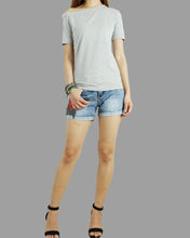 Load image into Gallery viewer, off shoulder shirt, Short sleeve cotton top, T-shirts for women, customized top, black white t-shirt, summer top(Y1009S)