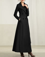 Load image into Gallery viewer, Wool coat women, winter coat, long jacket, double breasted jacket, coat dress, Green wool long coat, warm coat, plus size coat Y037