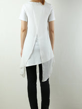 Load image into Gallery viewer, Womens cotton Tunic Dress/Short Sleeve tunic Top/Plus Size Tunic Top/Oversized T-shirt/Asymmetrical Dress(Y1702S) - lijingshop