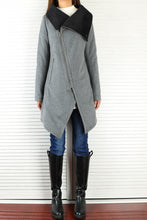 Load image into Gallery viewer, Womens Winter Jacket/Wool Coat/Trench Coat/Asymmetrical Cashmere jacket/zipper coat/Long Overcoat(Y5130) - lijingshop