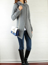 Load image into Gallery viewer, Black Hooded Jacket with Zipper/Women Jacket/Cotton Fleece Cardigan/Hood Fleece Coat(Y3119) - lijingshop