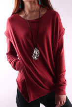 Load image into Gallery viewer, Womens Cotton Hoodie/cotton Top/Oversized Plus size Sweatshirt/Casual Top/Customized T-shirt/Asymmetry clothing/Boho t-shirt/Long Sleeve Shirt(Y3118) - lijingshop