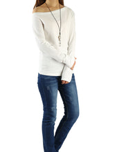 Load image into Gallery viewer, Women's long sleeve shirt/off shoulder top/Cotton t-shirt/casual top/customized t-shirt/long sleeve tops(Y1009) - lijingshop