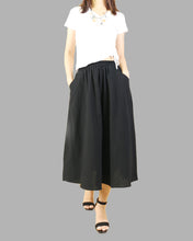Load image into Gallery viewer, Midi linen skirt, elastic waist skirt, Boho skirt with pockets, high waist skirt, flared skirt(Q1062)