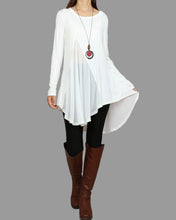 Load image into Gallery viewer, Chiffon Tunic for Women/Women's Modal and Chiffon Tunic Dress/Modal Top/Tunic Tops for Leggings/chiffon dress/modal t-shirt/long sleeve t-shirt(Y1819)
