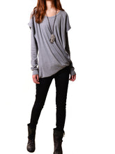 Load image into Gallery viewer, Womens cotton Top/Cotton Hoodie/Oversized Plus size Sweatshirt/Casual Top/Customized T-shirt/Asymmetry clothing/Boho t-shirt/Long Sleeve Shirt(Y3118) - lijingshop