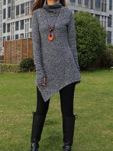 Load image into Gallery viewer, women pullover sweater dress/Asymmetrical knit sweater/cowl neck sweater/oversized knit top/customized tunic dress/plus size sweatshirt/casual jumper (Y1853) - lijingshop