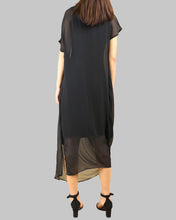 Load image into Gallery viewer, Women pleated chiffon dress set/crew neck dress/modal cotton dress/short sleeve dress/asymmetrical dress(Q1515)