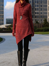 Load image into Gallery viewer, women cowl neck sweater/pullover sweater dress/Asymmetrical knit sweater/oversized knit top/customized tunic dress/plus size sweatshirt/casual jumper (Y1853) - lijingshop